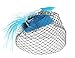 Produktbild GEMVIE Damen Fascinator Minihut Schleier Clip Haarreif HutHochzeit Blau2