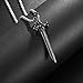 Gothic Silver Sword Pendant Necklace, Unique Non Tarnish Silver Plated Sword Choker Necklace Trendy Halloween Christmas Grunge Necklaces for Women Men (Silver)
