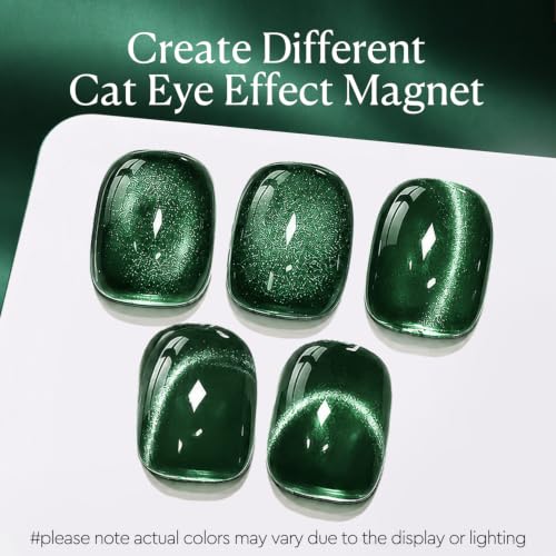 Image of AZUREBEAUTY 18ML Green Cat Eye Magnetic Gel Nail Polish | Green Glitter Gel Polish Magnetic Shimmer Effect Soak Off UV French Nail Art Design Salon DIY Manicure Gift for Women