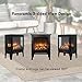 17” Electric Fireplace Stove Heater, 3D Flame Effect with Overheating Safety Protection, 1400W/700W Dual Heat, Faux Fake Fireplace Heater with 3-Sided Panoramic View, Safe for All Homes (Black 2)