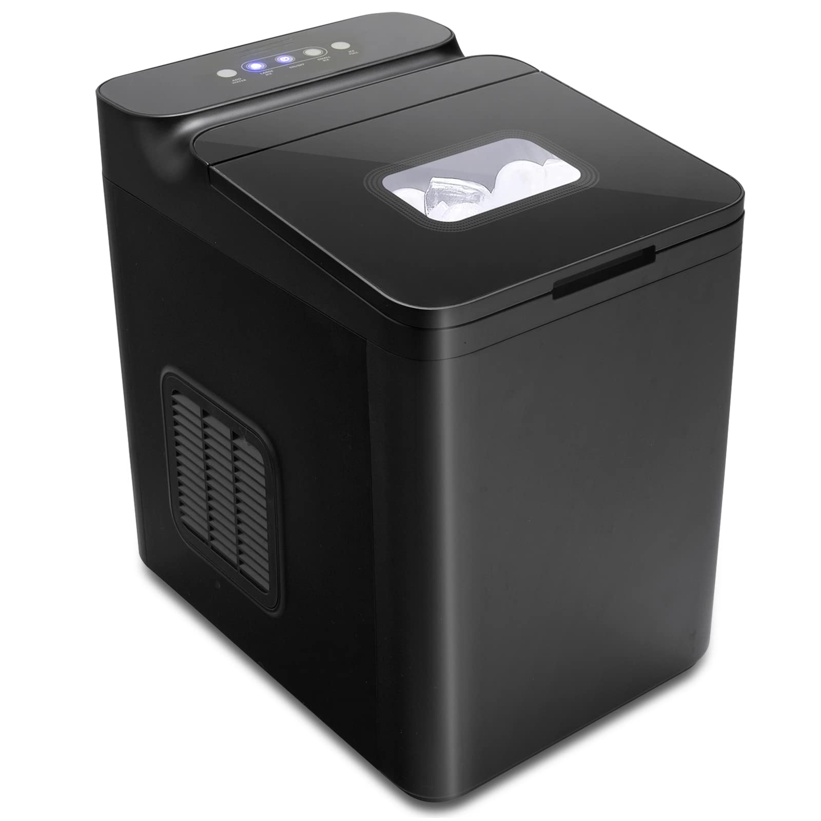 TANGZON Ice Maker Machine Countertop, 12-15kg/24 Hours, Ready In 6-13 Minutes, 2 Bullet Ice Sizes, Self-Cleaning Electric Ice Cube Maker with Ice Scoop and Basket, Ideal for Home Kitchen Office(Black)