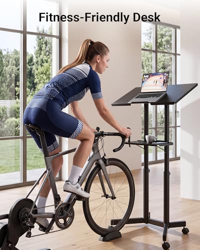 Image of BONTEC Lecterns & Podiums Portable Mobile Standing Laptop Desk, Sit Stand