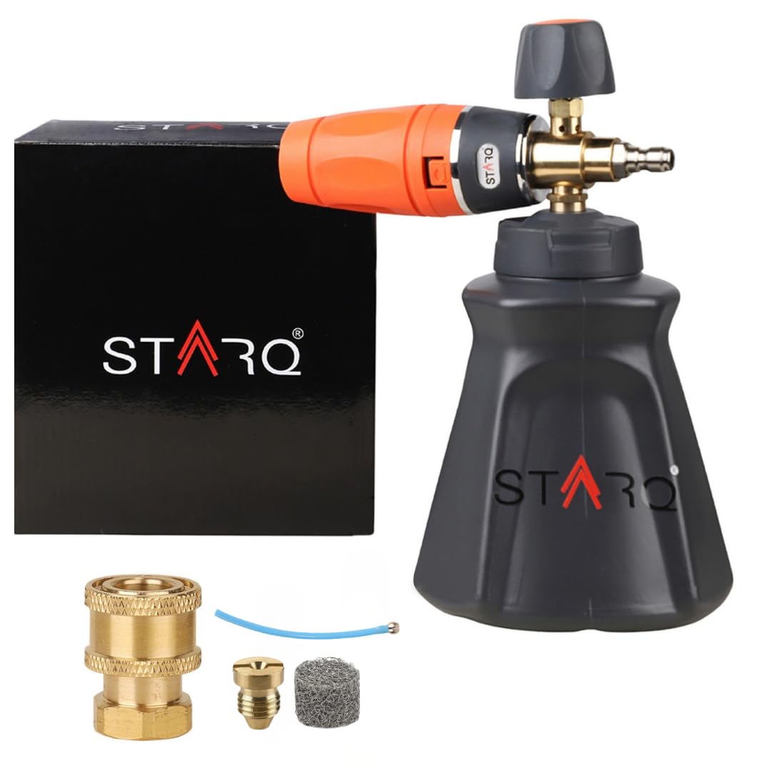 STARQ FoamMaster Heavy-Duty Foam Cannon for Pressure Washer, Pre-Installed Mesh and Orifice with Extra Set Included, Adjustable Spray Nozzle, Brass Connector, Thick Snow Foam for Car and Bike Cleaning-image-40
