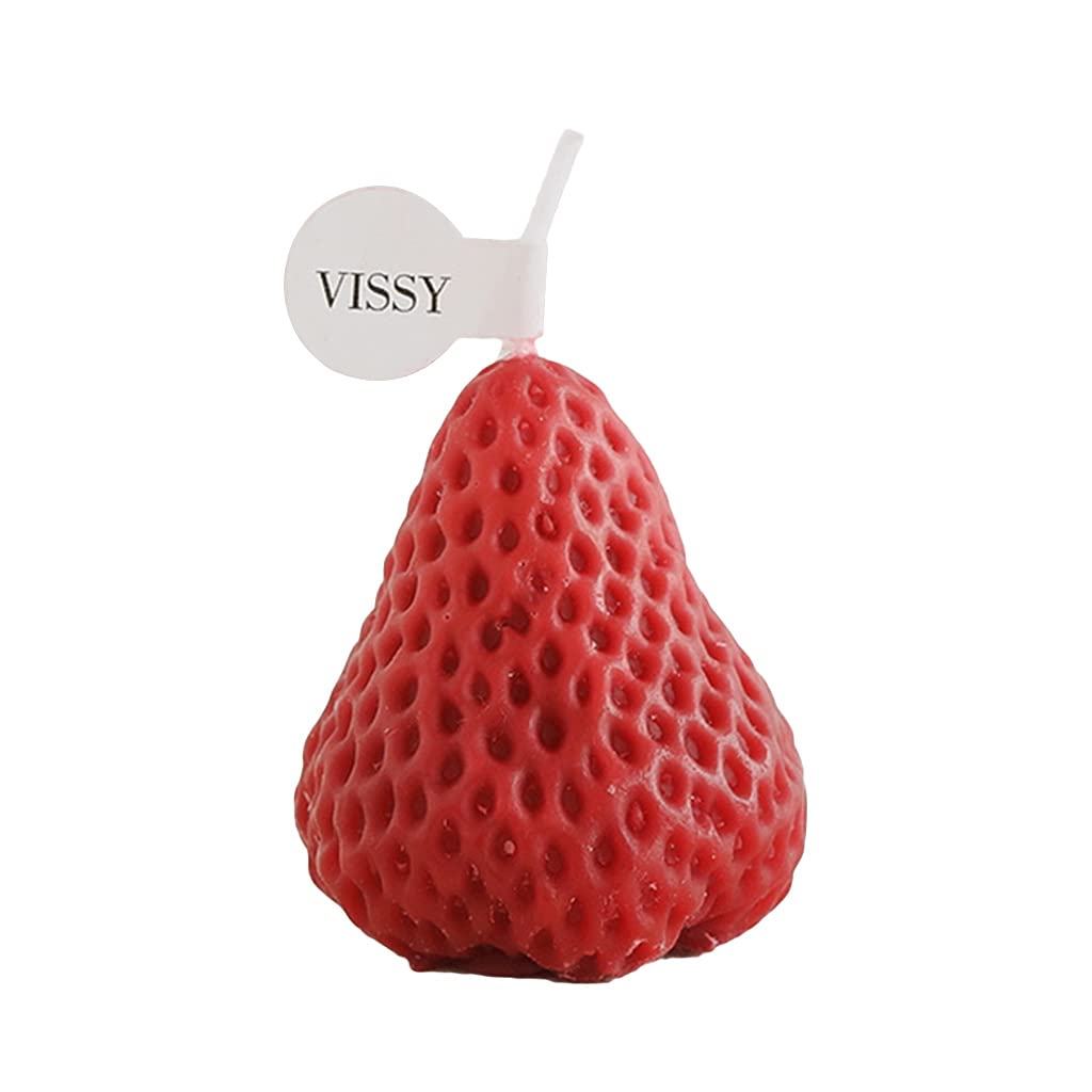 Kalttoy Red Strawberry Shaped Scented Candle Natural Essential Oil Fruit Aroma Soy Wax Decorative Aromatic Candle Meditation Bedroom Bathroom Ornament Wedding Gift