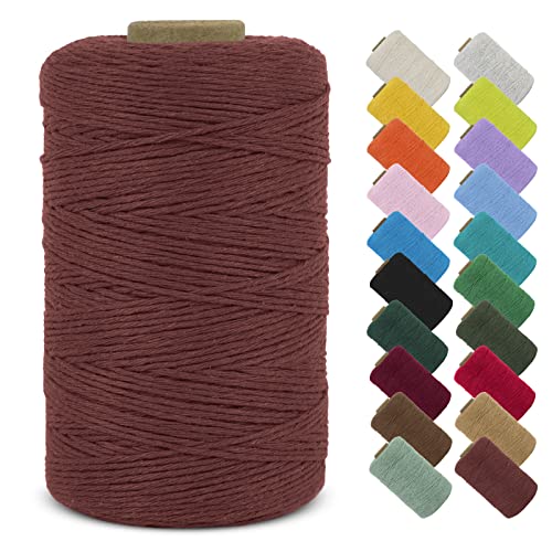 LEREATI Macrame Cord 1mm x 390m Butchers String Cotton Rope Thin Macrame Rope Yarn