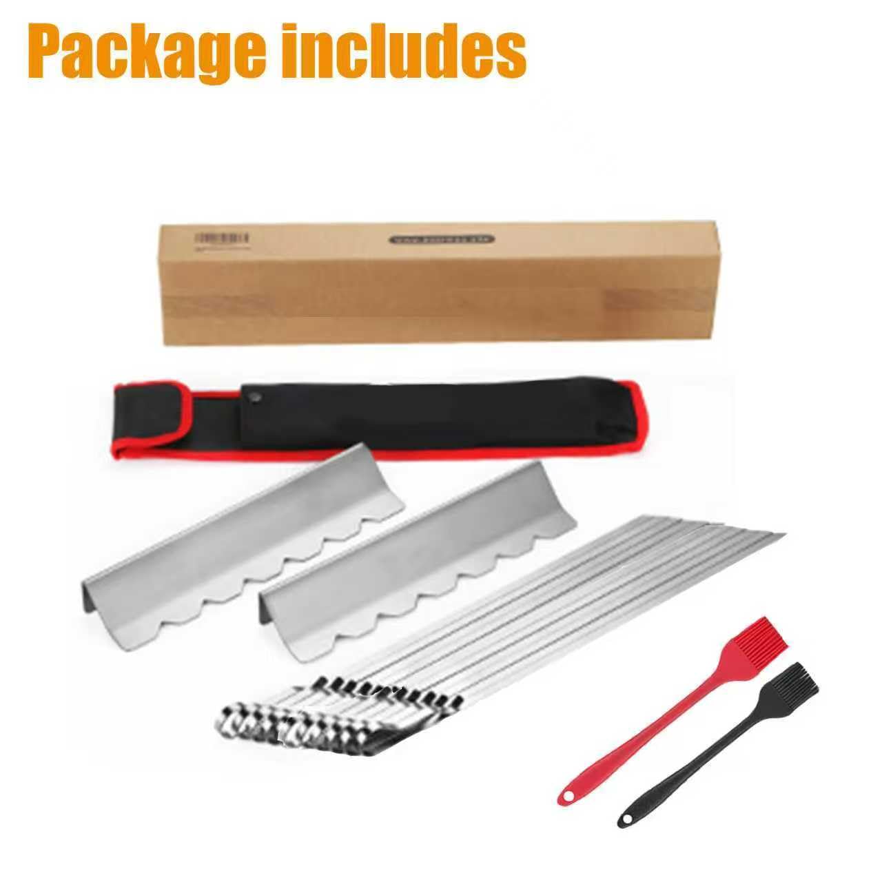 Fengzhe Brochetas de acero inoxidable para asar a la parrilla, pinchos planos de barbacoa de 16.5 pulgadas con deslizador, resistentes, reutilizables, ideales para carne, camarones, pollo y verduras,