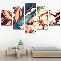SIGNWIN 5 Panel Canvas Wall Art Modern Art Bouquet Colorful Decorative Elements Floral Multicolor Photography - 60