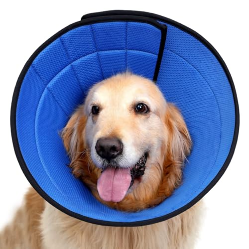 Image of Dog Cone for Small, Medium, and Large Dogs and Cats, Soft Cone for Dogs After Surgery, Lightweight Leathaire Recovery Cone Collar to Stop Licking and Scratching (Black, 3(Neck:7.75-9.5 inch))