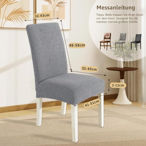 Ystyle Stretch Stuhlhussen 4er Set, Stuhlbezug Elastischer, Hellgrau – Ansicht 3
