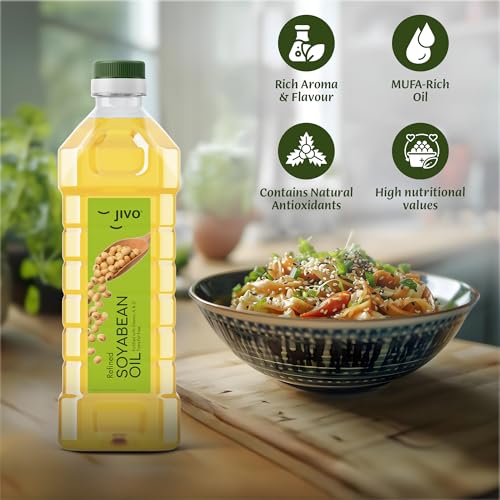 Image of Jivo Soyabean Oil | Chemical Free Cooking Oil for Roasting, Frying & Baking | Rich in Omega 3 & 6 | Light & Daily Use Oil | 1 Litre (Pack of 2)