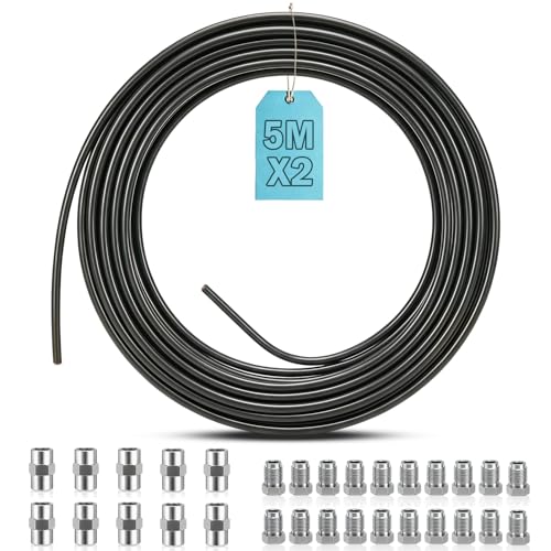 XEIYEI 2 Stück 5m Bremsleitung 4 75 mm Bremsleitung Set mit 20 Schrauben und 10 Verbinder 3/16 Zoll Bremsleitungssatz für Bördelgerät Stahl-Bremsrohr für Auto PKW Motorrad