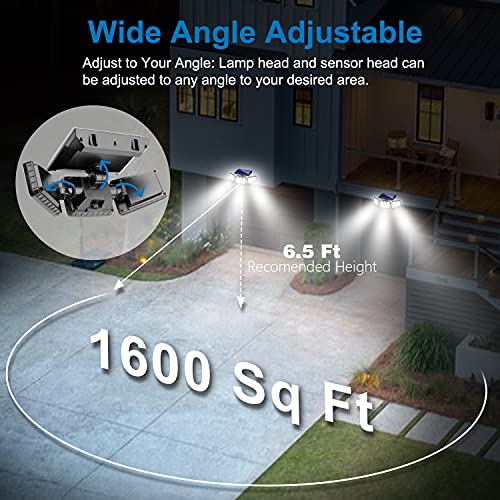 AmeriTop Solar Lights Outdoor, 2 Pack 128 High Brightness LED Cordless Solar Motion Sensor Lights; 3 Adjustable Heads, 270°Wide Angle Illumination, IP65 Waterproof, Security LED Flood Light(Daylight) - Image 6