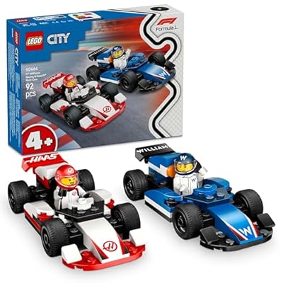 LEGO City F1 Williams Racing und Haas F1 Rennautos - Formel 1 Spielzeug mit baubaren Autos und 2 Rennfahrer Minifiguren - Kleine Geschenkideen für Jungen und Mädchen ab 4 Jahren 60464