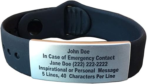 Pulseras de identificación de alerta impermeables - Pulsera médica para hombres y mujeres para identificación de emergencia, Ajustable, Acero