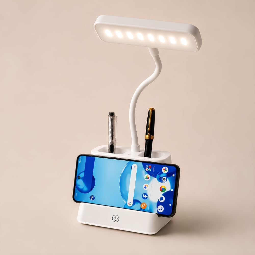 GROB Lumo Touch LED Desk Lamp with USB-C Charging | Rechargeable & Eye-Care Study Light | 3 Color Modes, Touch Control, Mobile Holder | Flicker-Free | Smart Living Product.-image-44