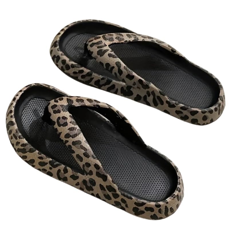 Trendy Leopard Print Flip Flops for Women – Soft Sole Comfy Slides, Versatile Slippers for Indoor & Outdoor Wear