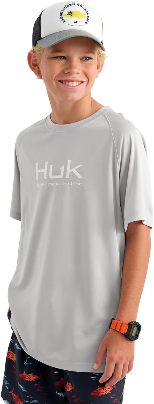 HUK Kids' Pursuit Solid Short Sleeve, Fishing Shirt for Kids