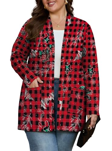 Image of OLRIK Plus Size Cardigan for Women 2026 Lightweight Open Front with Pockets
