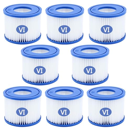 SAMSYOKI 8 Piezas Cartucho de Filtro de Piscina Tipo Vi, Cartuchos de Filtro 58383/58381/58093/58094 para Lay-Z-SPA, Miami, Monaco, Vegas, Palm Springs