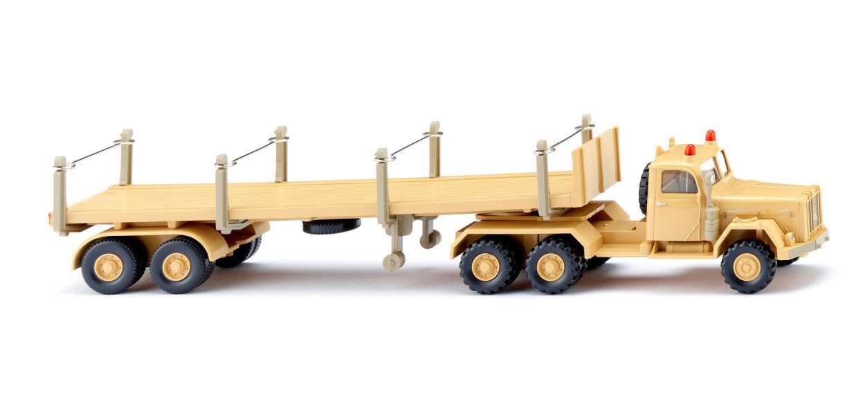 Wiking 051843 | Magirus Uranus | Strow Semi Trailer | Sand Yellow | 1:87 | Track HO