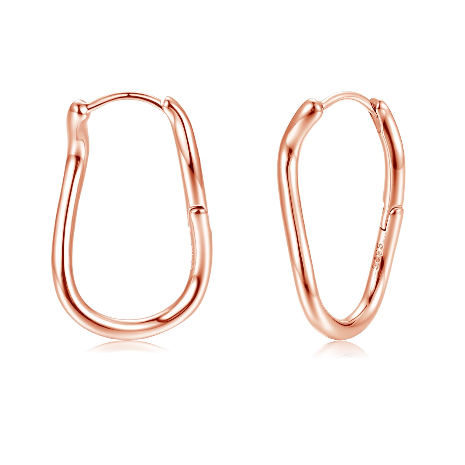 Estrellique Creolen Silber 925 für Damen Mädchen Geschenke zum Weihnachten | Hypoallergen 925 Sterling Silber Twisted Oval Ohrringe, Leichte Huggie Ohrringe Silber 925, Klein Schlafen Knorpel Creolen