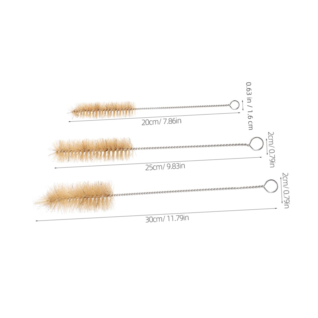 CIYODO 6pcs Laboratory Cleaning Brush Flask Test Tubes Lab Cleaning Brush Jar Cleaning Brush Test Tube Washing Brush Test Tube Scrub Brush Bristle Test Tube Brush Beige Stainless Steel