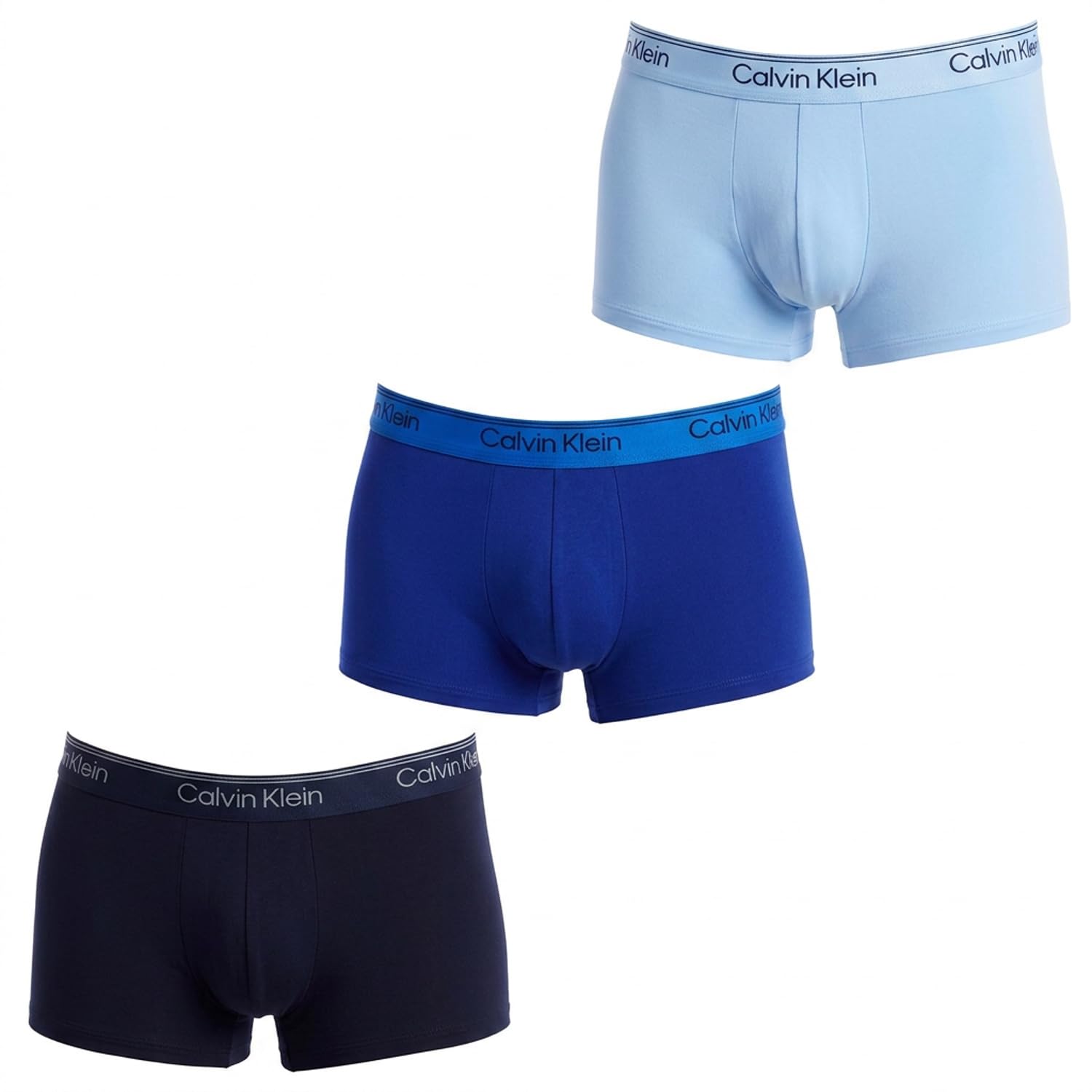 Calvin Klein Men's Microfibre Stretch Low Rise Trunks 2XL SHORELINE/ ROYALTY/ BLUE BELL