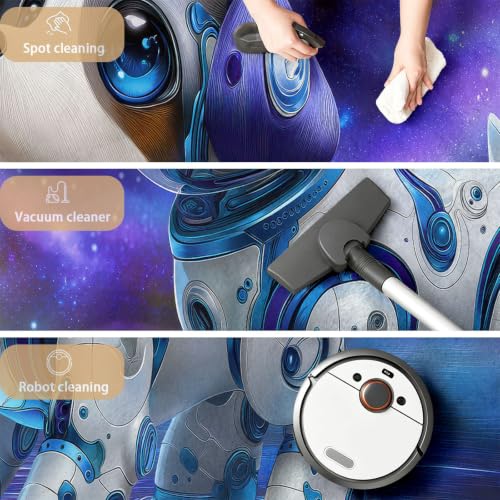 Alfombra de baño infantil de gatito astronauta lavable para entradas y cuartos de juego 7