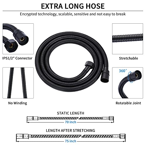 G-Promise Handheld Shower Head High Pressure 6 Spray Settings, Detachable Hand Held Showerhead 4.9" Face With Extra Long Flexible Hose And Metal Adjustable Bracket (Oil Rubbed Bronze) #TOP3