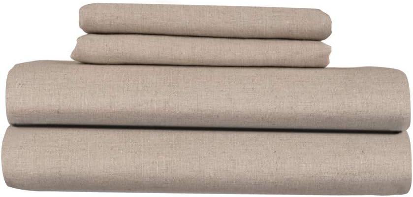 European Made Pure Linen Sheets Set (Flat, Fitted and 2 Pillowcases). 100% Fine Organic and Natural Flax (King, Natural)