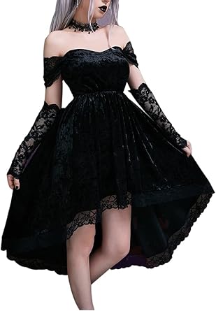 Gothic Clothes Dress,Lace Mini Sleeveless Lace Draped Bodycon Goth Vintage Dresses Without Gloves