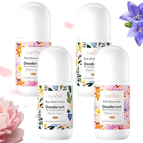 Desodorante corporal para niños, 4 unidades, antitranspirante, desodorante para niños y niñas, desodorante natural fresco, desodorante en roll-on que evita que la piel se seque, refrescante y