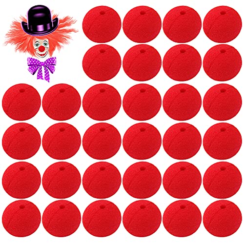 Espuma de Circo para Traje,30 PCS Narices de Payaso,Rojo Nariz de Juego de rol Nariz de,De Circo De La Nariz,Adecuado para disfraces de fiesta de carnaval de Halloween y Navidad