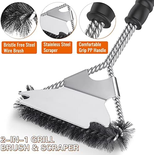 Keylitos BBQ Accessories Grill Tool Utensils Set with Spatula Long Tongs Fork Cleaning Scraper Brush Silicone Brush Storage Apron, Heavy Duty Stainless Steel Grilling Gift for Men Outdoor Barbecue Kit