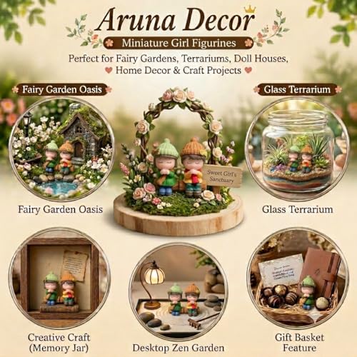 Image of Miniature Winter Girls Set of 2 - Cute Figurines for Miniature Garden, Dollhouse Decor & Gifting