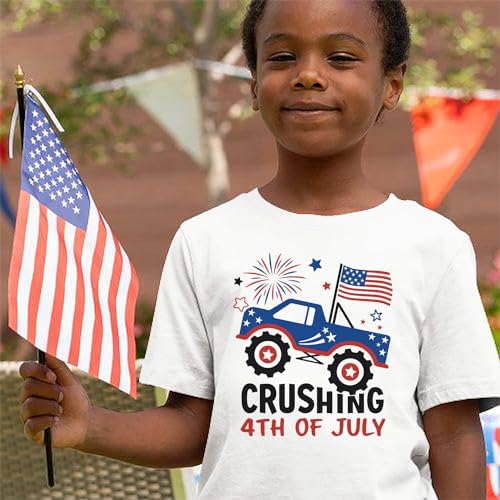 Image of Toddler Boys 4th of July Shirts Kids American Flag T-Shirt Girls Patriotic Short Sleeve Tees Cotton Top Clothes 1-7T