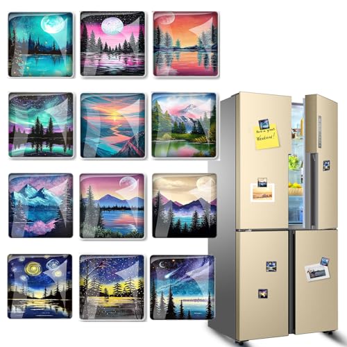 12 Imánes Decorativos Cuadrados de Vidrio para Refrigerador miniatura 3