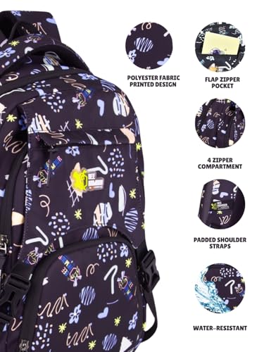 Image of Zara Sky Blue Doodle Dream School Backpack Pastel Fun Edition