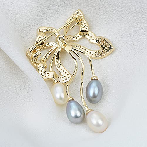 Image of Elegant Love Bow Brooch Micro Pave Cubic Zirconia Bowknot Wedding Bride Mother Brooch Pin Ribbon Shape Jewelry Brooch Breastpin
