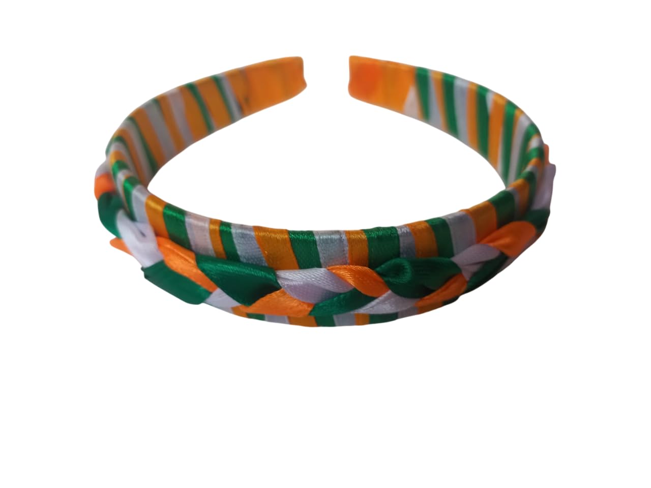 Braided Headband, Tricolor Green White Orange, Tricolor Hairband-image-15