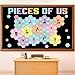 QOUBAI Hexagon Pieces Bulletin Board Set Pieces of Us Classroom Bulletin Board Decorations All About Me Cutouts Classroom Decorations for Back to School Office Home Chalkboard Decor Wall Door