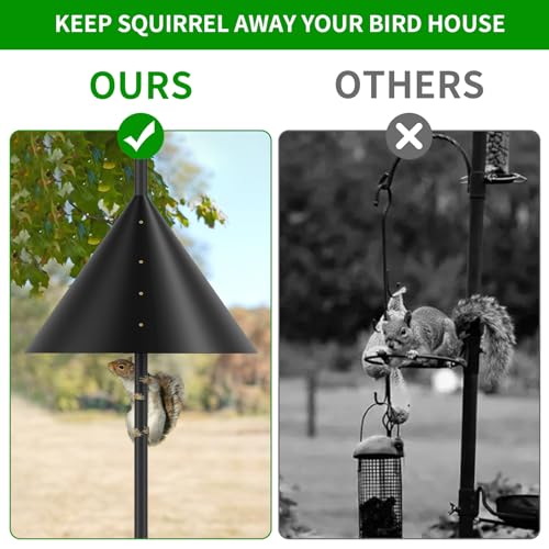 IOEN 97-Inch Bird Feeder Pole,Adjustable Bird House Pole Stand with Squirrel Baffle,Heavy Duty Adjustable Height Metal Birdfeeder Poles for Outdoor (Bird House Not Included)