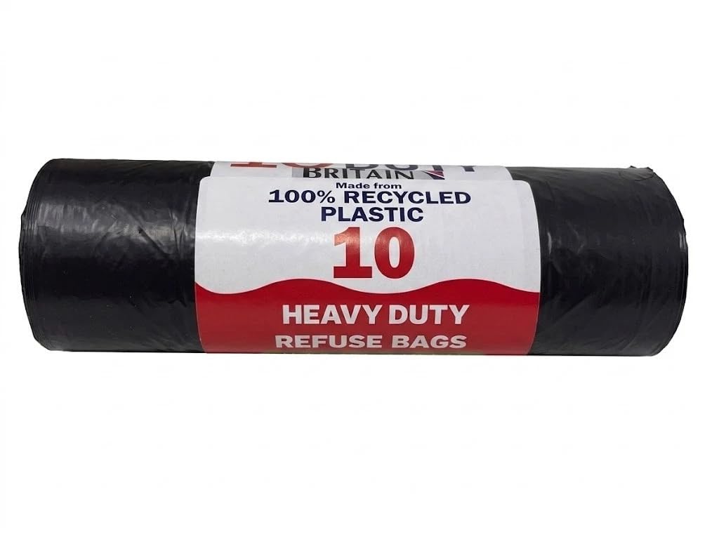 Venuscello® Heavy Duty Refuse Sacks Bin Liner Rubbish Bags Black 14" x 32" x 30" 20mu 50L Waste Bags (10 Bags Per Roll, 5 Roll)