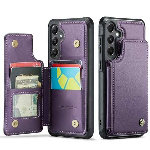 Vinich for Samsung Galaxy A16 Wallet Case with Card Holder RFID Blocking Credit Slots Kickstand Shockproof Phone Cover Fit for Galaxy A16 6.7 Purple