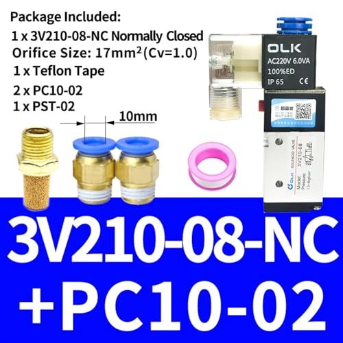 Électrovanne pneumatique 3V210-08 3 voies 10mm normalement fermée DC12V air - 3