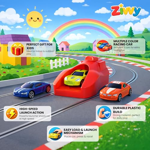 Image of Die Cast Metal Car Toy Set of 3 with Cones | Multicolor Mini Racing Toy Cars High Speed Free Wheel | Small Car Toys for Kids Boys & Girls 2-5 Years | Unbreakable Toy Car Gift Set 3-8 Years