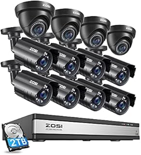 ZOSI 16CH 1080P Security Camera System with 2TB Hard Drive,H.265+ 16Channel 1080P HD-TVI DVR with 12PCS 1080P Outdoor Indoor Surveillance Cameras, 80ft Night Vision, Motion Detection,Remote Access