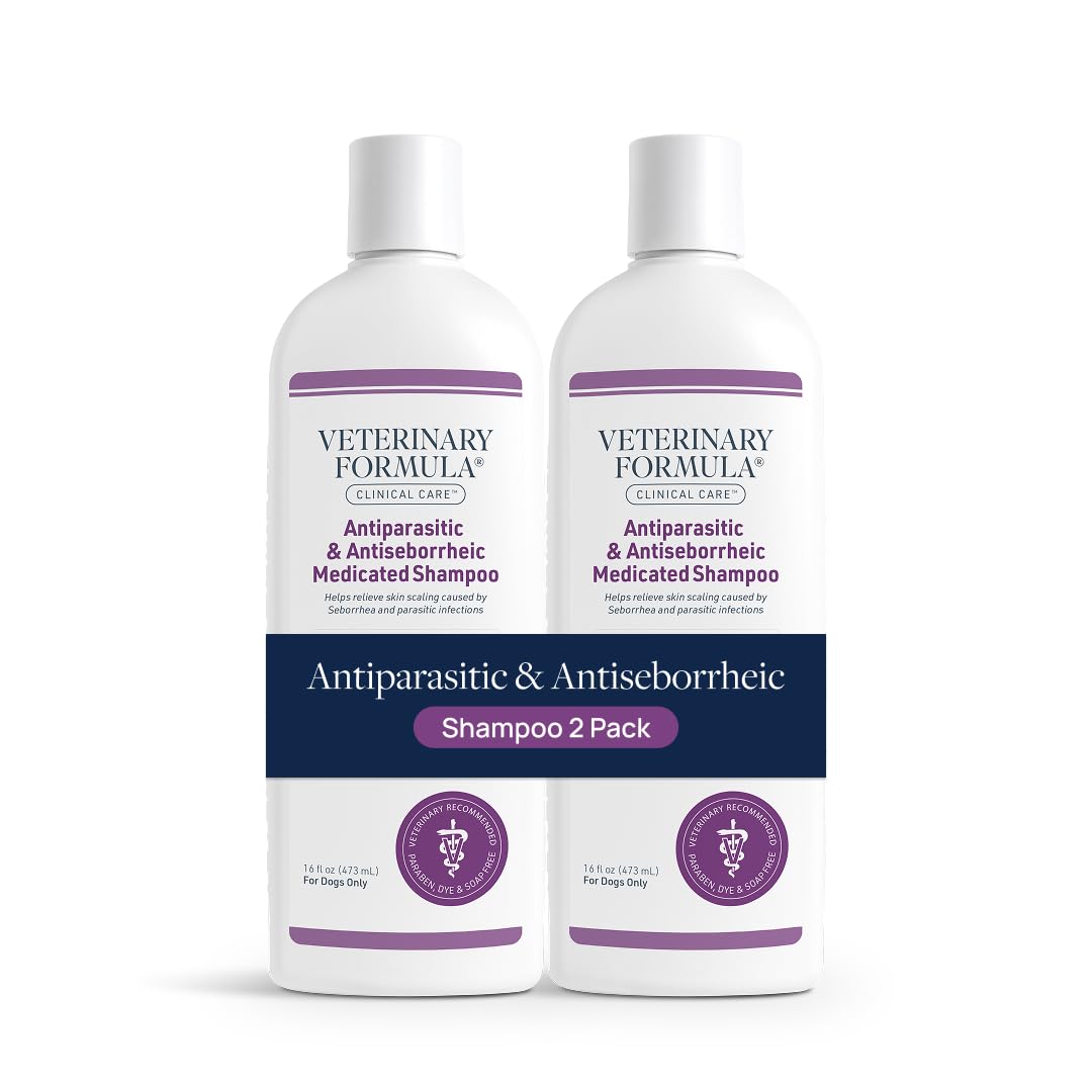 Veterinary Formula Clinical Care Antiparasitic & Antiseborrheic Medicated Dog Shampoo - Helps Support Healthy Skin and Coat, Soothes Flaky, Dry,