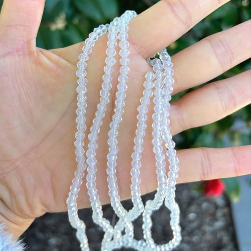 Image of 1000pcs Czech Faceted Rondelle Crystal Glass Loose Beads 4mm Small Tiny Spacer Bulk White Opal for DIY Craft Jewelry Making CCR434
