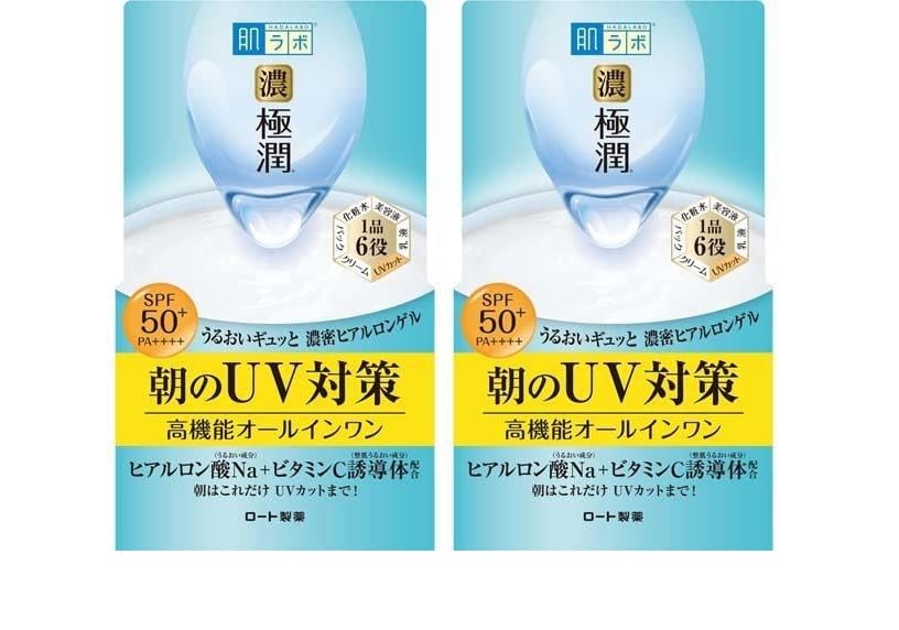 Hadalabo Gokujun Koi UV gel hydratant SPF50+ double action anti-taches et protection solaire
